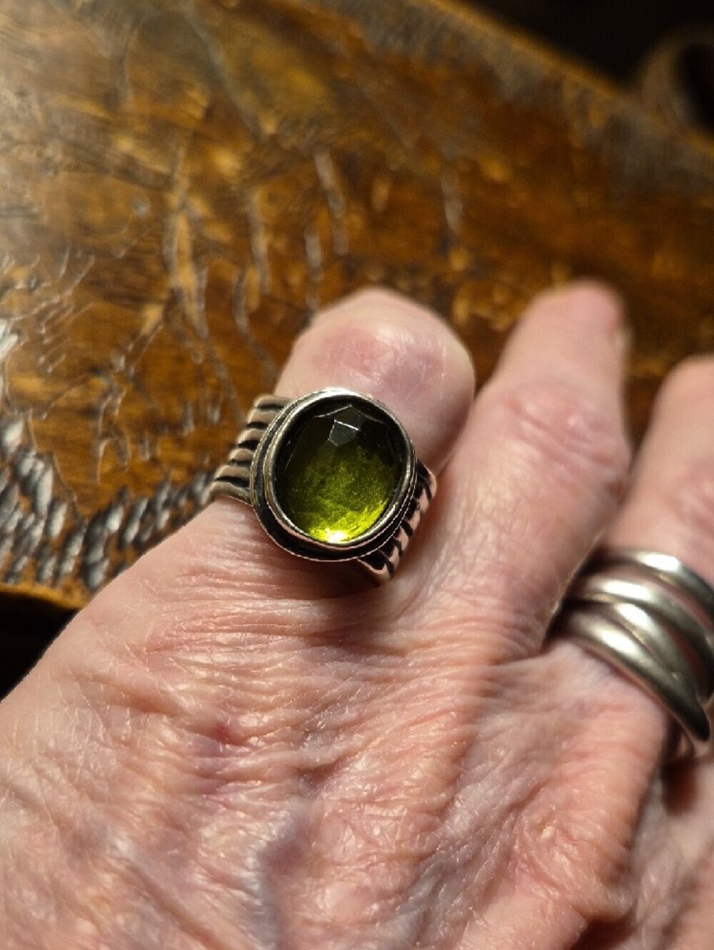 Silpada Olive Green Peridot Stone Sterling Ring